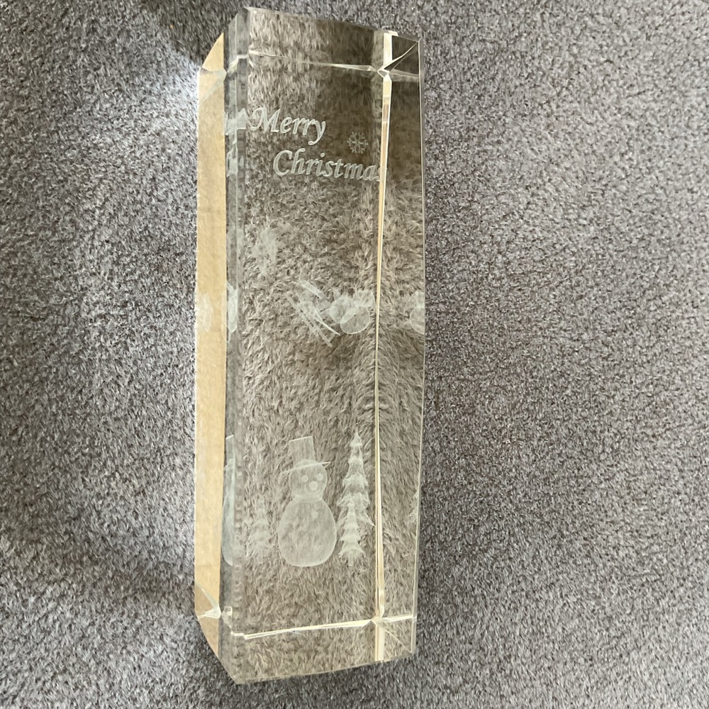 Holiday 3D Engraved Laser Etched Crystal Glass Decor